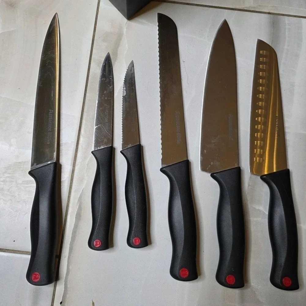 Astercook 14 Piece Kitchen Knife Set with Block‎ Black Stainless Steel Shears B3